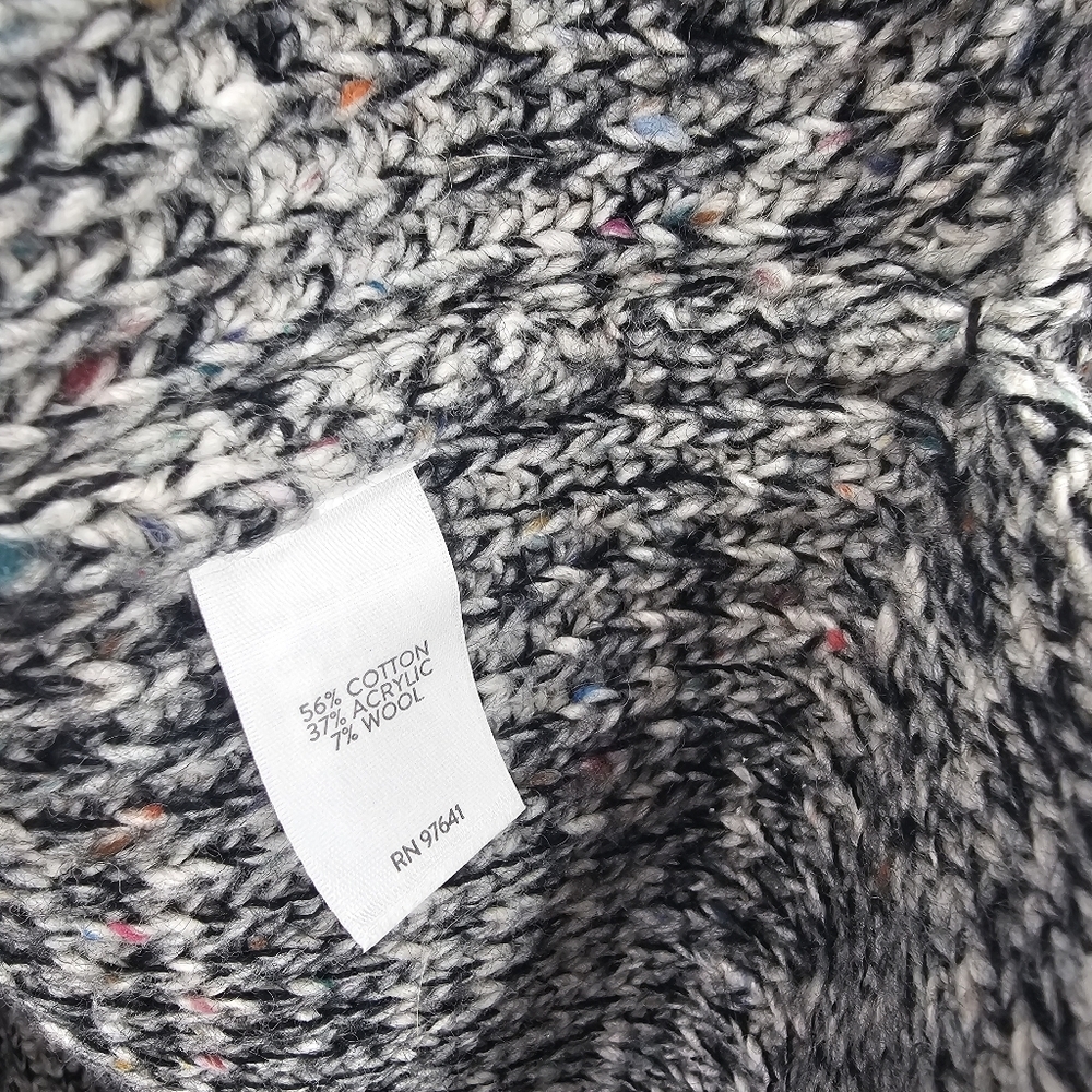 J. Jill Black & White Marled Zip Cardigan Sweater - Picture 4 of 5